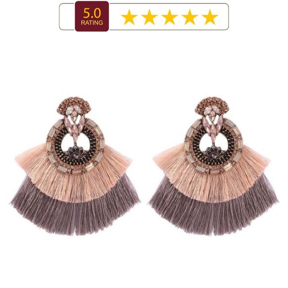 Boho Glam Statement Earrings with Layered Tassels - Picture 2 of 4